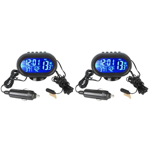 Voltmètre de voiture avec thermomètre et horloge rétroéclairée LCD 12V 24V pour tableau de bord