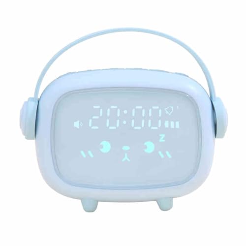 WEYIMVTO Reloj Despertador Digital LED Sonidos de Noche e iluminación Ambiental, 3 Niveles de Brillo Ajustables, Control por Voz, botón de Modo Nocturno, función de repetición con Tiempo(Blue)