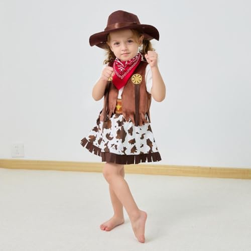 Disfraz completo de vaquera para niñas 2T-3T miniatura 2