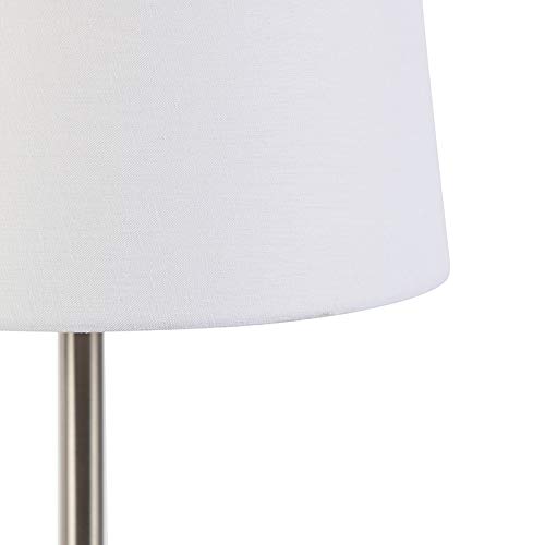 Qazqa Modern Tischleuchte mit Schirm, Tischlampe - Simplo - Weiß, Rund, max. 60W, Geeignet für LED, 52.5cm, Ideal als Schlafzimmerlampe und Wohnzimmerlampe