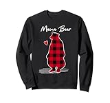 mama bear - pigiama natalizio da donna, motivo scozzese di bufalo rosso felpa