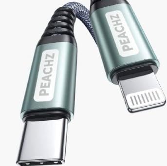 PEACHZ Lightning Cable USB C – 20W Fast Charging Cord for iPhone, iPad – MFi Certified USB-C to Lightning Charger Cable – Durable, Tangle-Free, Compatible with iPhone 15/14/13/12 and iPad