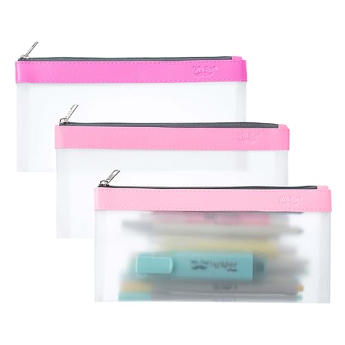 Image of Mr. Pen- Clear Pencil Pouch, 8.50 inchx4.25 inch, 3 Pack, Durable TPU Material | Medium Water-Resistant Pencil Bags with Smooth Zipper, Multipurpose Clear Pouch for Stationery, School, Office