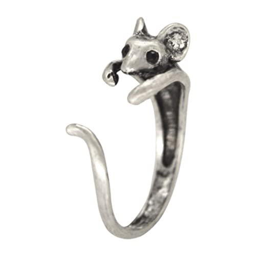 Newmind Fashion Rat Shaped Open- Adjustable Wear Accessories Rings Creative Gift - Silver3