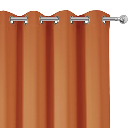 Image of LEMOMO Blackout Curtains 66 x 95 inch /Orange Curtains Set of 2 Panels /Thermal Insulated Room Darkening Bedroom Curtains