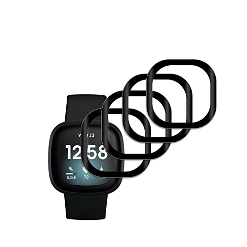 [4 Stück] Kompatibel mit Fitbit Versa 3 / Fitbit Sense Schutzfolie, 3D gebogene weiche Glasfolie, 9H Härte,Blasenfrei, Anti-Kratzen,Anti-Fingerabdruck,HD-Klar, für Fitbit Versa 3 / Fitbit Sense