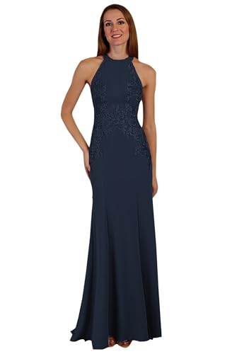 Chiffon Halter Mother of The Bride Dresses Laces Applique Mermaid Mother of The Groom Dresses for Wedding ZD242