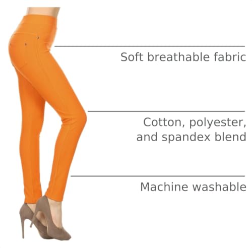 Image of Leggings Depot Women's Cotton Blend Stretch Pull-on Jeggings Casual Pants with Pockets (Available in Plus Size)