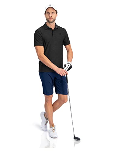 Image of Three Sixty Six Golf Shirts for Men - Dry Fit Short-Sleeve Polo, Athletic Casual Collared T-Shirt Pure Black