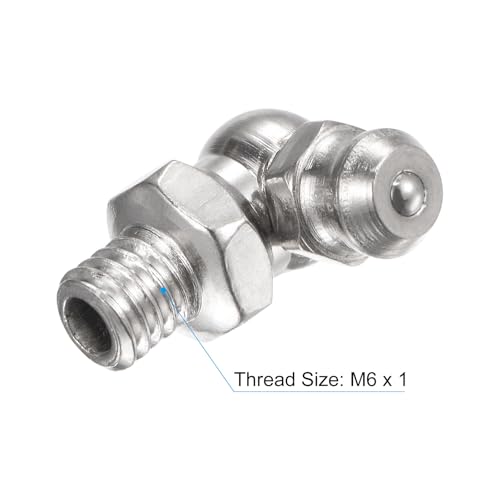 Image of uxcell Nickel-Plated Iron 90 Degree Grease Fitting M6 x 1mm Thread Hydraulic Grease Fitting Accessories, 40Pcs