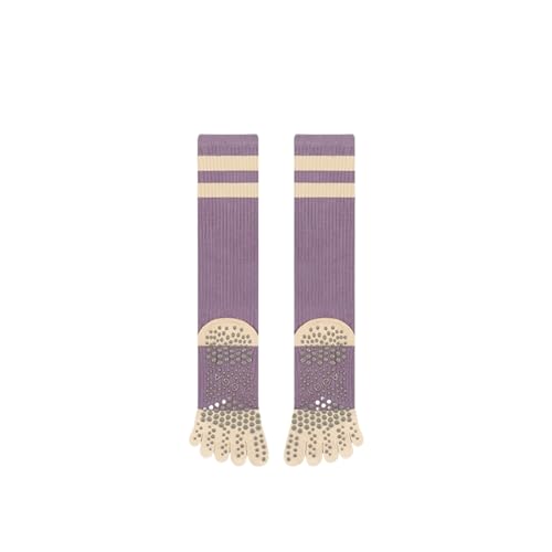 Women Yoga Pilates Socks with Grips Non Slip Full Toe Cotton for All Seasons Calf Series 21