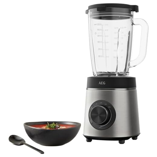 AEG TB6-1-6ST Standmixer/Geschwindigkeitsanpassung/3 Programme/Smoothie/Crushed Ice/Pulsfunktion/Drehknopf + Tasten/6-Klingen Edelstahlmesser/1400W/1,75l Glaskrug Gebürster Stahl/Granit Grau