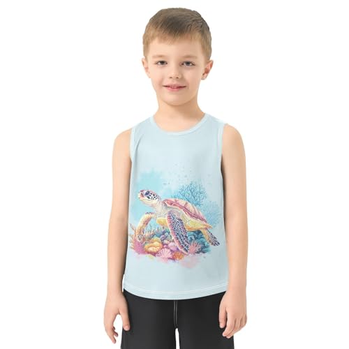 Sea Turtle Blue Boys Tank Tops Toddler Boys' Assorted Sleeveless Tank Tops for Sports,3T2