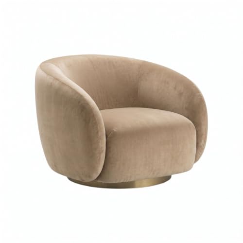 Image of Kingsman Furnitures Brok Swivel Luxury Accent Arm Chair 360 Degree Rotatable Sofa for Home | Bedroom, Living & Drawing Room | Ultra Soft and Comfortable for Lounge (Beige Velvet, Non-Swivel)
