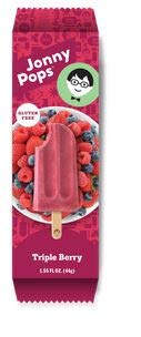 JonnyPops Creamy Smoothie On A Stick (Triple Berry, Pack of 96)
