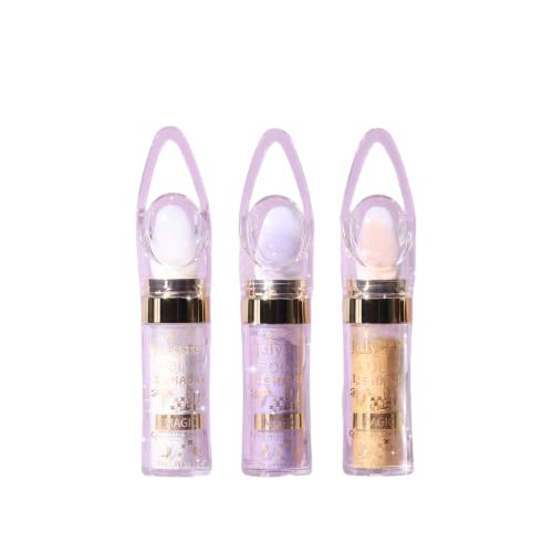 3 Colors Polvo De Hadas Shimmer Face And Body Highlighter Powder, High Gloss Fairy Body Glitter Set, Sparkle Brightens Makeup Stick For Face Body Hair (Champagne+Blue+Purple) #TOP3