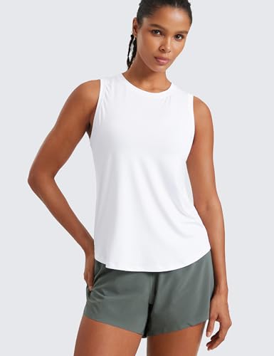 CRZ YOGA Lightweight Racerback Tank Tops for Women High Neck Workout Athletic Running Sleeveless Shirts2