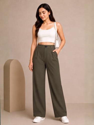 Image of Womens NS Lycra Korean High Waist Straight Pants