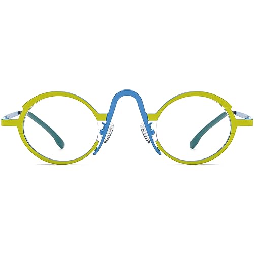 Image of FONEX Colorful Pure Titanium Glasses Frame Women Retro Round Eyeglasses