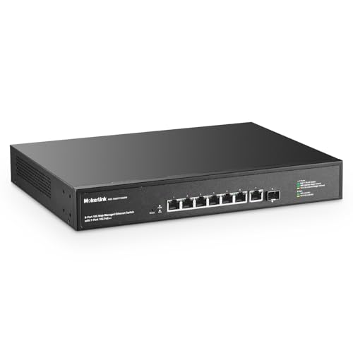 Image of MokerLink 8 Port 10 Gigabit PoE Web Managed Switch with 10G SFP+, 7 Port PoE++ IEEE802.3af /at /bt 260W, Managed Rack Mount Network Switch