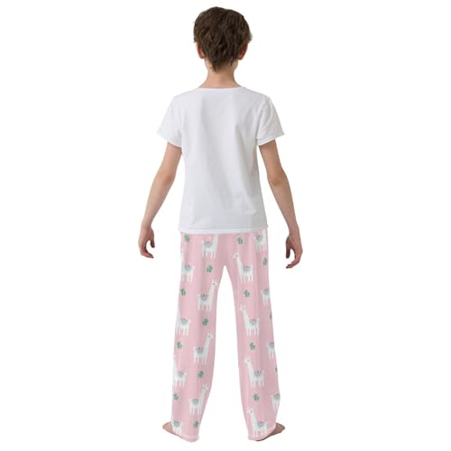 ZZXXB Llama Eyelashes Boys Long Pants Soft Trousers Elastic Waist Kids Lounge Bottoms with Pockets S-XL3