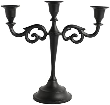 Rely+ 3 Arm Candelabra 10 inch Tall Matte Black Taper Candle Holders, Candle Stands, Candlesticks for Home Decor, Wedding, Parties, Dinning Table Centerpiece, Fit 3/4 inch Thick Candles