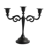 Rely+ 3 Arm Candelabra 10 inch Tall Matte Black Taper Candle Holders, Candle Stands, Candlesticks fo