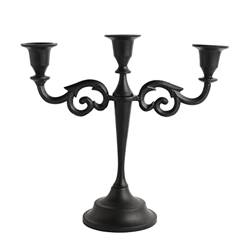 Rely+ 3 Arm Candelabra 10 Inch Tall Matte Black Taper Candle Holders, Candle Stands, Candlesticks For Home Decor, Wedding, Parties, Dinning Table Centerpiece, Fit 3/4 Inch Thick Candles #TOP18