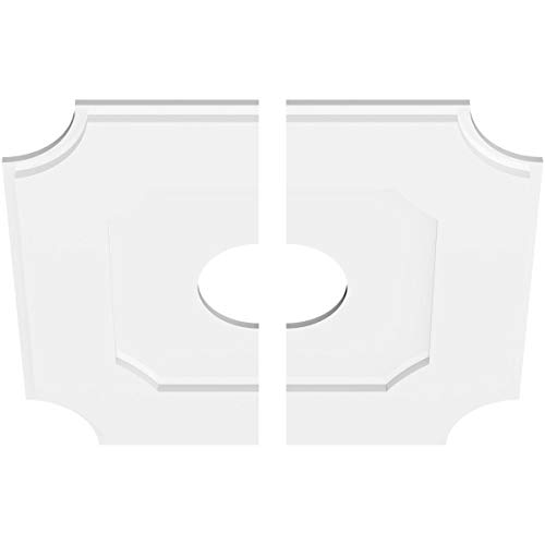 Image of Ekena Millwork CMP24LE2-06000 Locke Architectural Grade PVC Contemporary, Two Piece Urethane Ceiling Medallions 24 inchOD x 6 inchID x 14 1 /4 inchC x 1 inchP