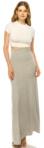 Image of URBAN K Womens Basic Foldable High Waist Regular and Plus Size Maxi Skirts