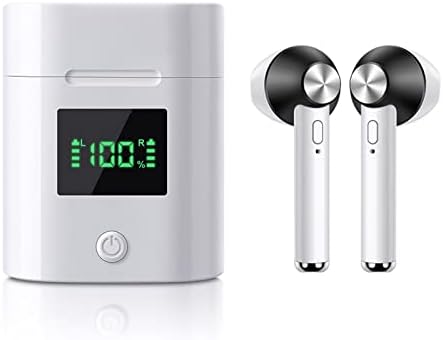 Bluetooth Headphones V5.3 True Wireless Earbuds Press Button Control 48H Earphones Aviation Aluminum Sound Chamber Stereo Headset Long Battery Life with LED Power Display & Built-in Mic for Phone