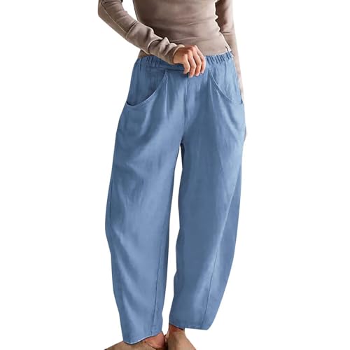 Pantalon carotte ample en coton et lin noble collection printemps