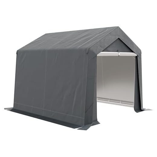 Outsunny Capanno da giardino, tenda di stoccaggio, 3 x 3 m, impermeabile e resistente alla pioggia, telaio in acciaio zincato e grande porta, capanno per biciclette da garage all'aperto, grigio scuro