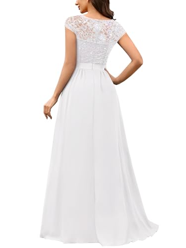 Image of Miusol Women's V-Neck Sequined Floral Lace Formal Evening Maxi Dress