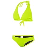 Speedo Einfarbiger Bikini Damen Bikini, Fluoreszierendes Gelb, 42 (DE 46)