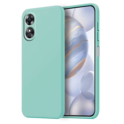 HONLEN Funda Compatible para OPPO A17 Case, (6.56' Inches) Líquida TPU Silicona Cover con Anti-Rasguño, Cáscara Suave Cubierta Cian Claro