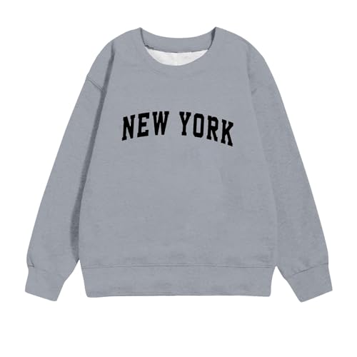 Crewneck Sweatshirts For Girls New York Print Pullover Tops Fall Fashion Long Sleeve Fleece Sweaters 1-11 Years3