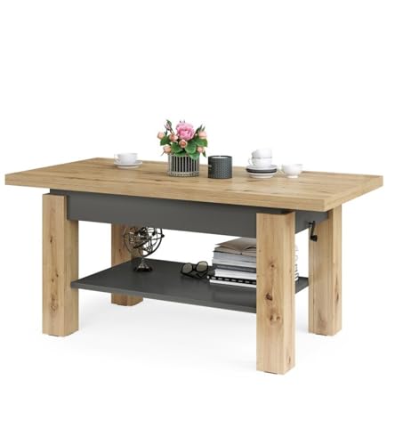 Schöner All4All Couchtisch Bresso 130x65 - Wohnzimmertisch - Klapptisch -...