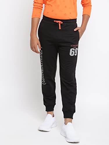Image of Li'l Tomatoes Boys Drawstring Regular Fit Printed Cotton Trackpant Black