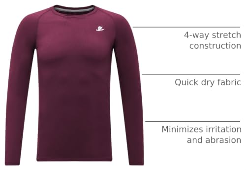Image of DEVOROPA Youth Boys Compression Shirt Long /Short Sleeve Football Baseball Undershirt Quick Dry Kids Sports Baselayer Crewneck