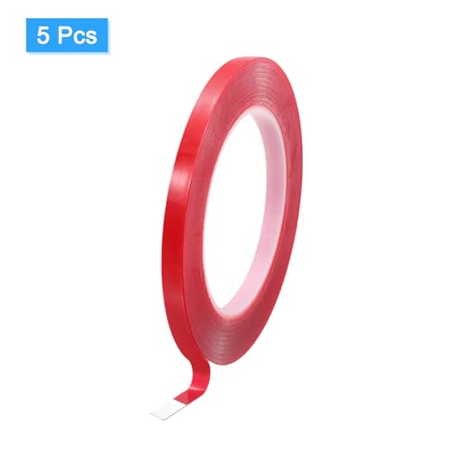 Image of MECCANIXITY Heat Resistant Tape, 32.8ft x 0.16 Inch High Temperature Resistant Acrylic Double Sided Adhesive Tape 0.5mm Thick Red for Electrical Repair Pack of 5