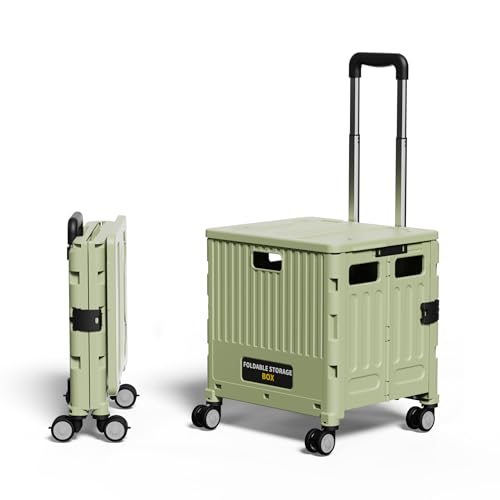 Gorocking ショッピングカート 折りたたみ ストッパー付き 静音キャスター 3色 買い物カート (グリーン, M (4輪))