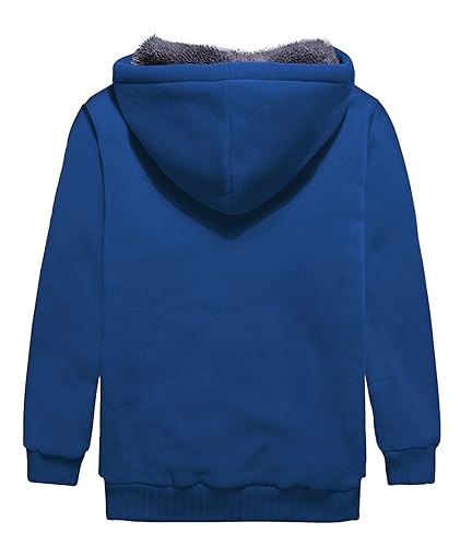 Image of ZITY Boys Zip Up Hoodie Fleece Jacket Kids Sherpa Lined Sweatshirts Outerwear Unisex Warm Winter Coat 6-15 Years Old