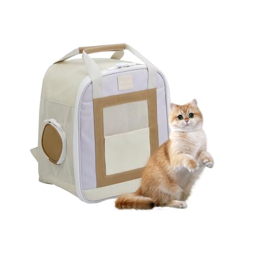 BOSERMEN Cat Backpack, Fully Ventilated Mesh Dog Backpack, Cat Backpack for Travel, Hiking, Walking, Portable Pet Backpack(Purple)