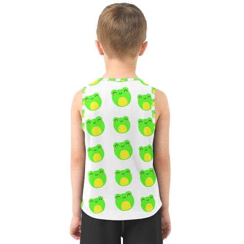 J JOYSAY Cartoon Frog Head White Boys Tank Top Sleeveless Muscle Shirts Quick Dry Kids T-Shirts 3-15T3