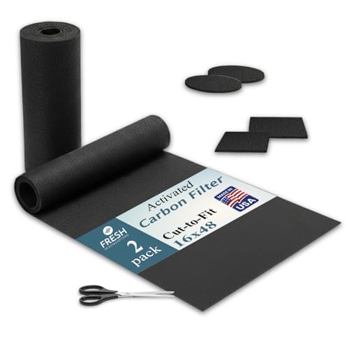 Activated Carbon Filter Pad - Cut to Fit Air Vent Filters for Home, AC, Furnace, Range Hood & Vent - Charcoal Filter Sheets Material for Dust, Odor, Smoke & Allergen Removal - 2 Pack