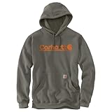 Carhartt Men's Rain Defender®Loose Fit Midweight Logo Graphic Sweatshirt, Dusty Olive, Medium