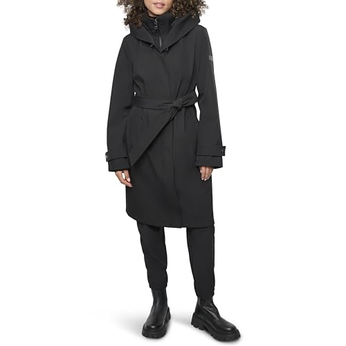 DKNY Women's Bib-Front Hooded Softshell