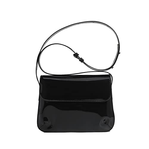 Bolsa carteiro feminina vintage pequena bolsa de ombro feminina de couro bolsas da moda bolsas femininas(Black)