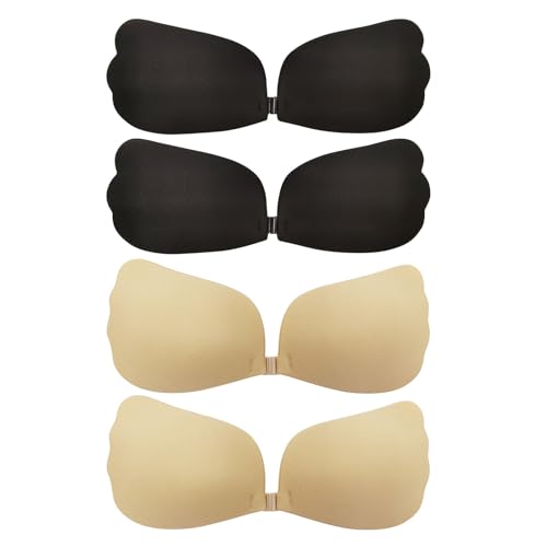 SAIIURV 4 Paires Soutien Gorge Adhesif, Soutien Gorge Dos Nu, Invisible Adhésifs Push Up, Auto-adhésifs sans Bretelles, Invisible Adhésifs Push Up pour Les...